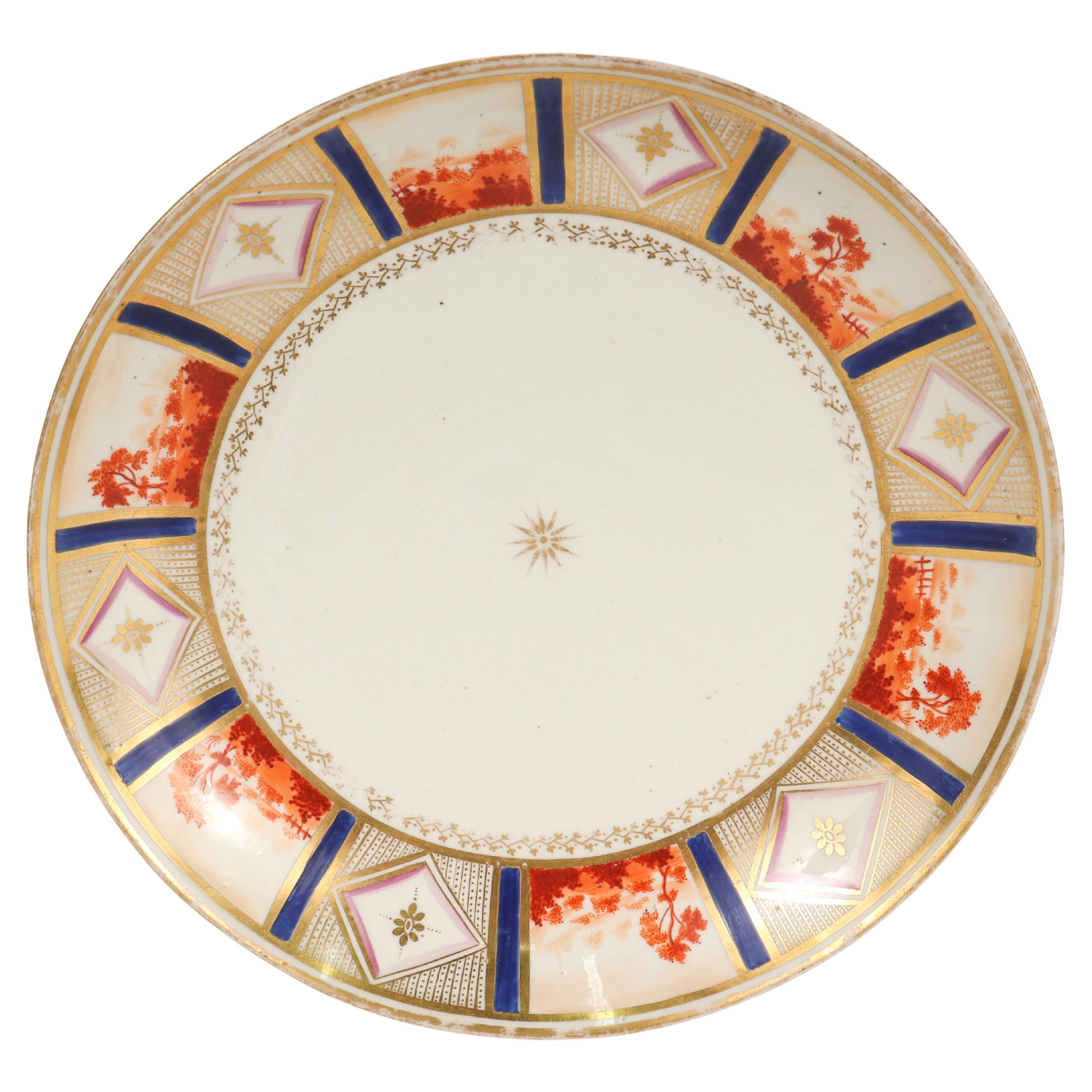 Ancien plat ou assiette en porcelaine anglaise New Hall à motif 435 - PC en vente