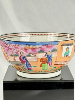 Antique New Hall Porcelain Bowl Boy in the Window Pattern Hand Painted Ca. 1785