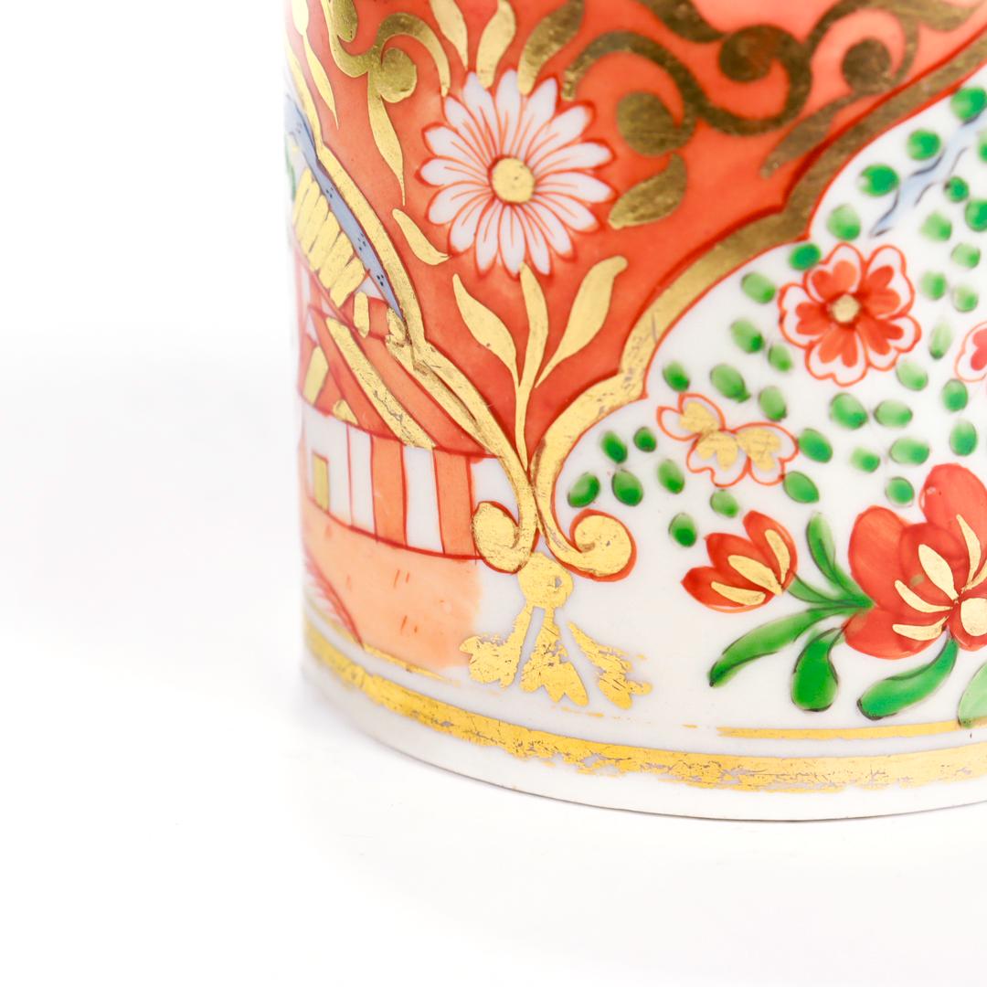 Antike New Hall Porcelain Orange Imari Haus & Willow Variant Kaffeetasse / Cann im Angebot 4