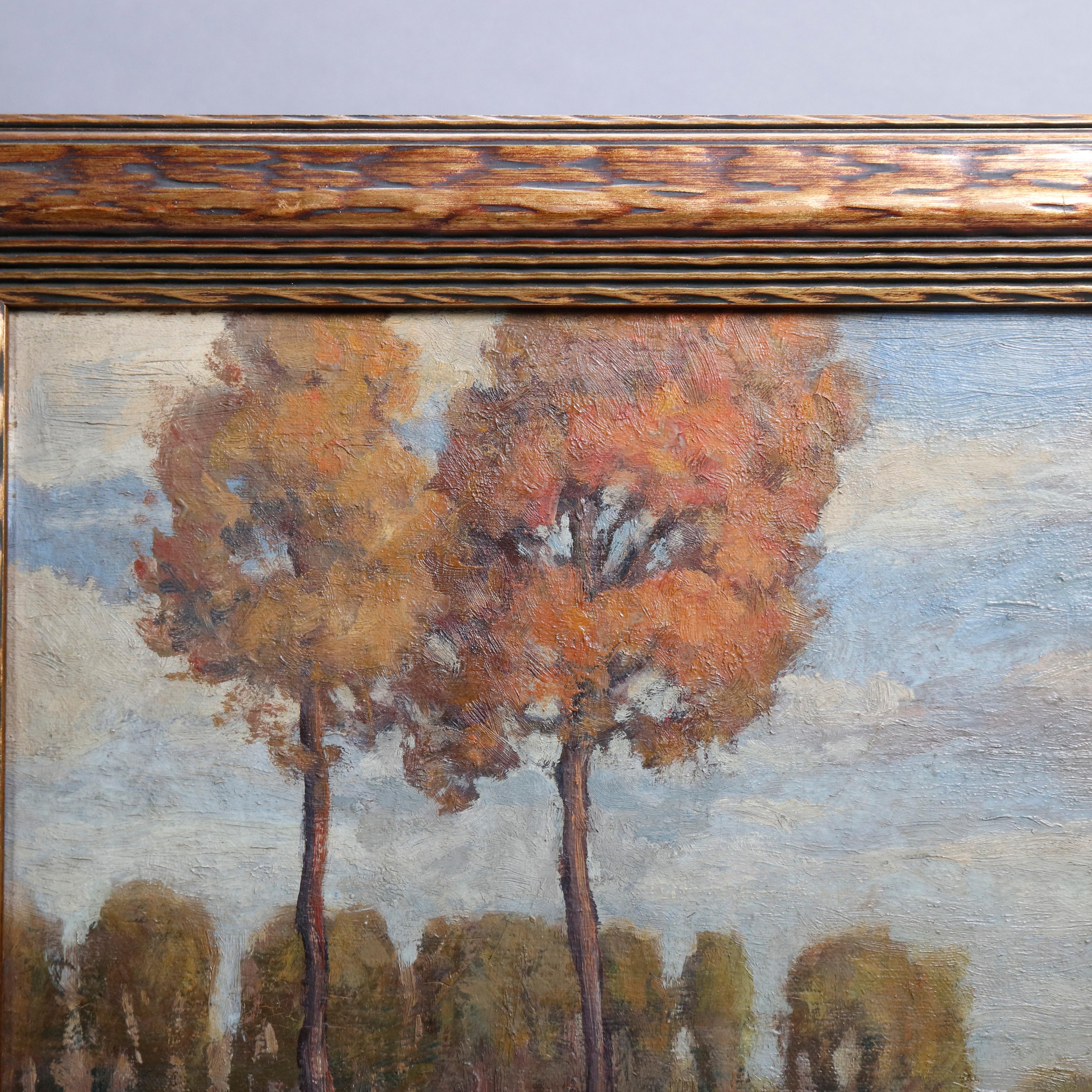New Hope School Impressionist Oil on Board Landscape by Gabriel, circa 1920 In Good Condition In Big Flats, NY