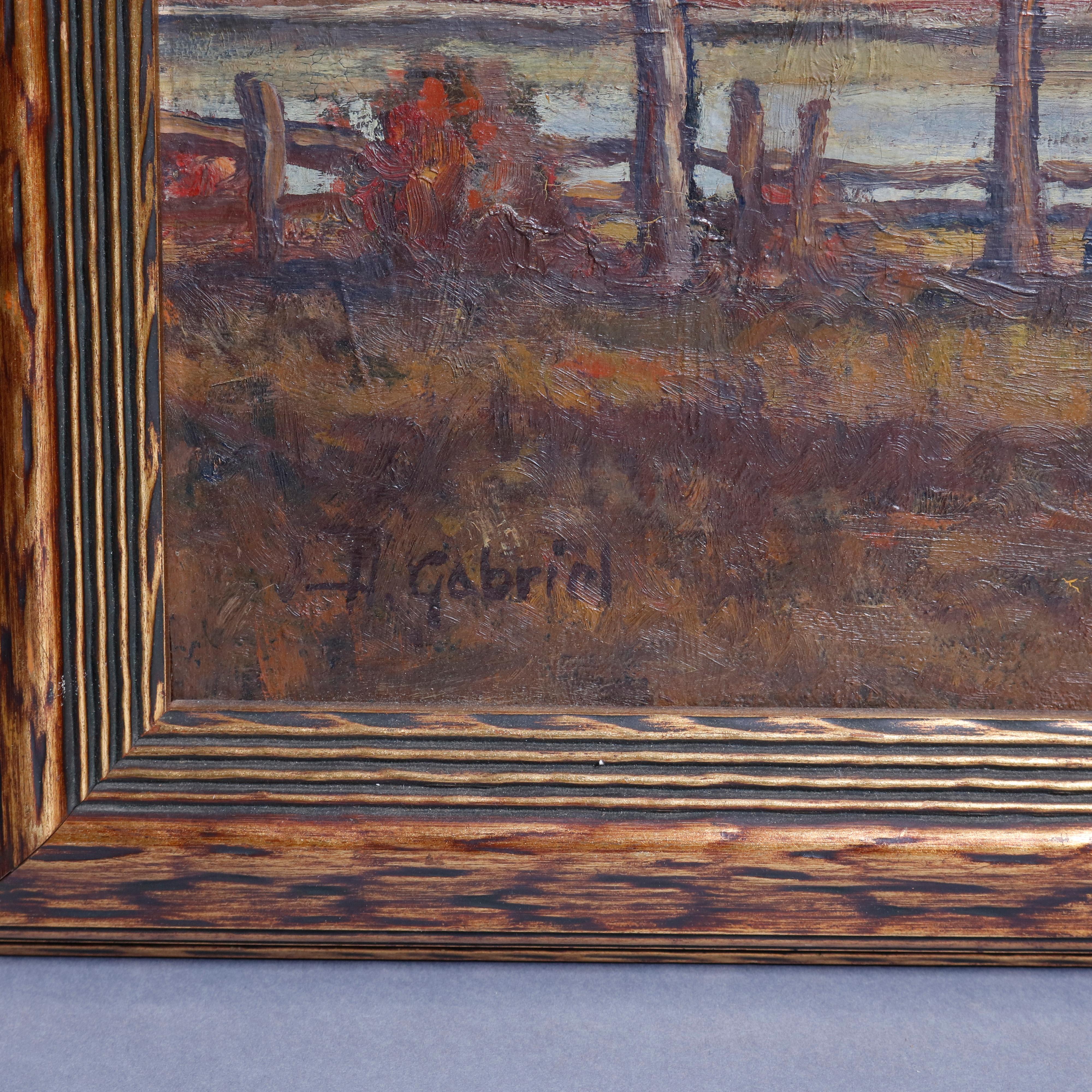 Wood New Hope School Impressionist Oil on Board Landscape by Gabriel, circa 1920