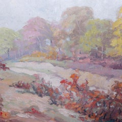 Antique New Hope School Impressionist Oil on Board Landscape, Signed ci9rca 1920