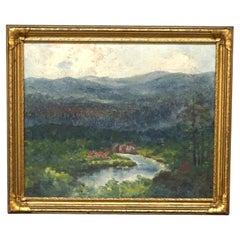 Antique New Hope School Impressionists Painting of a River Valley, circa 1920