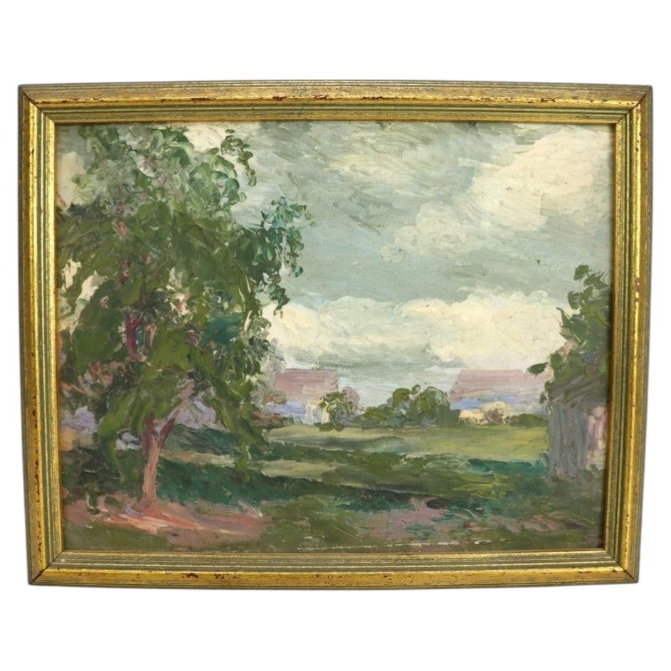 Antikes impressionistisches Landschaftsgemälde der New-Hope-Schule, Öl auf Holz, um 1920