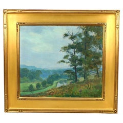 Antique New Hope School Painting of Delaware River Valley by W.L Lathrop, c1920
