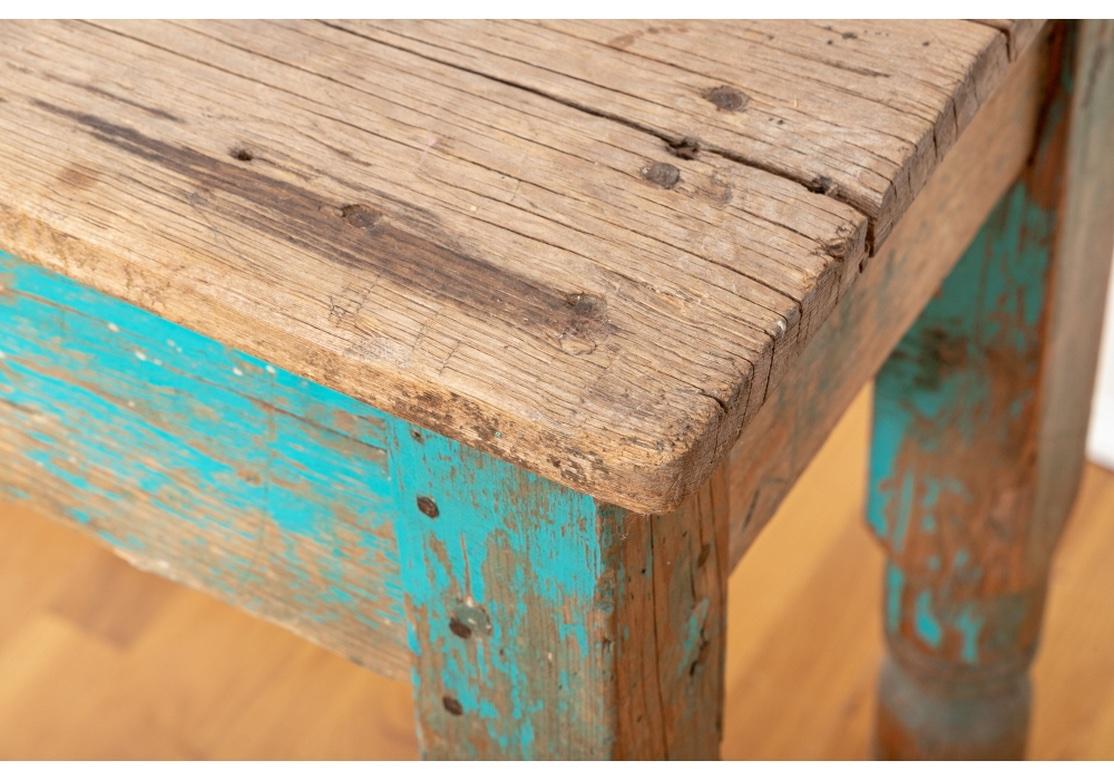 Antique New Mexican, Console Table in Original Turquoise Paint For Sale 1