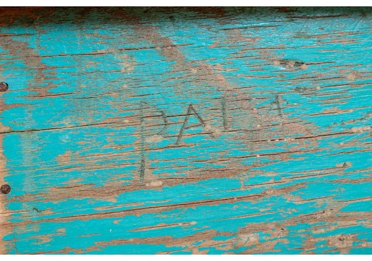 Antique New Mexican, Console Table in Original Turquoise Paint For Sale at 1stDibs