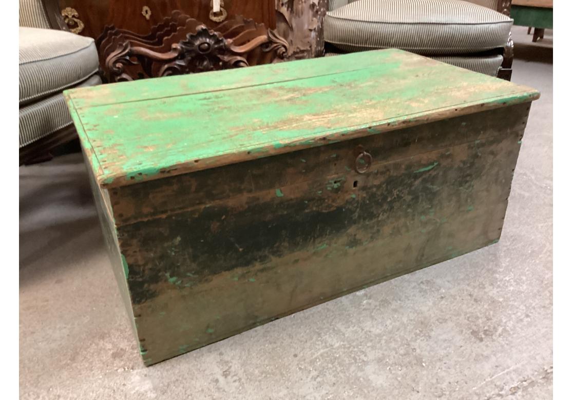 Rustic Antique New Mexican  Painted Trunk/ Coffee Table from  J.Seitz New Preston CT. For Sale