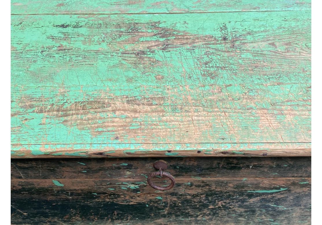 19th Century Antique New Mexican  Painted Trunk/ Coffee Table from  J.Seitz New Preston CT. For Sale