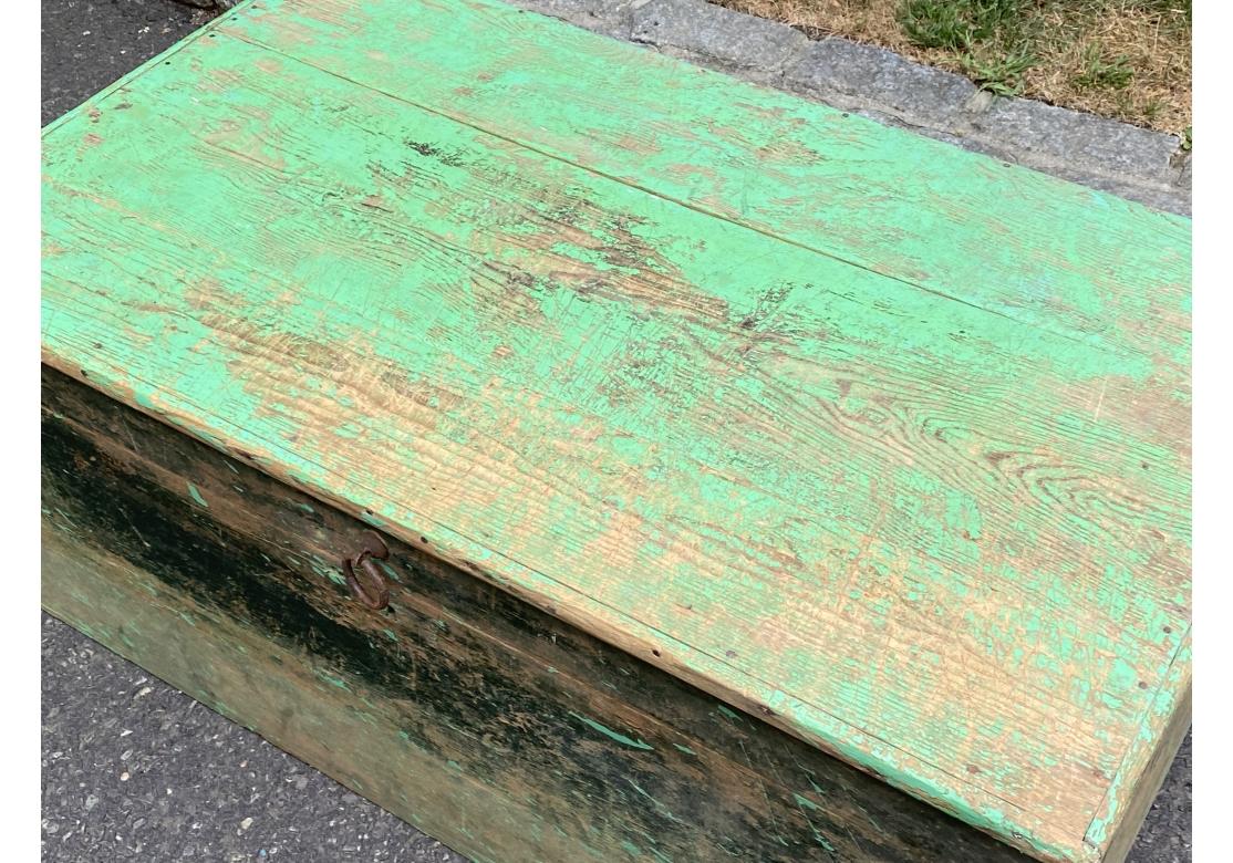 Iron Antique New Mexican  Painted Trunk/ Coffee Table from  J.Seitz New Preston CT. For Sale
