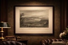 Antique New Mexico Landscape Print, Wagon Train Scene, Meyer 1850s