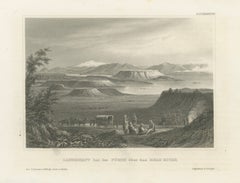 Antique New Mexico Landscape Print, Wagon Train Scene, Meyer 1850s