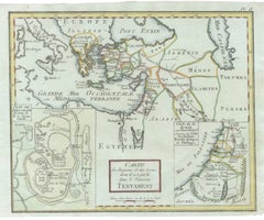 Antique New Testament Map with Plan of Jerusalem after Bonne, circa 1770
