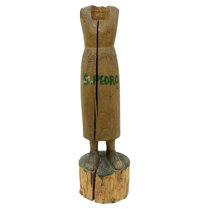 Antiguo Nuevo Mundo Madera Tallada Y Pintada Santos De S. Pedro en venta