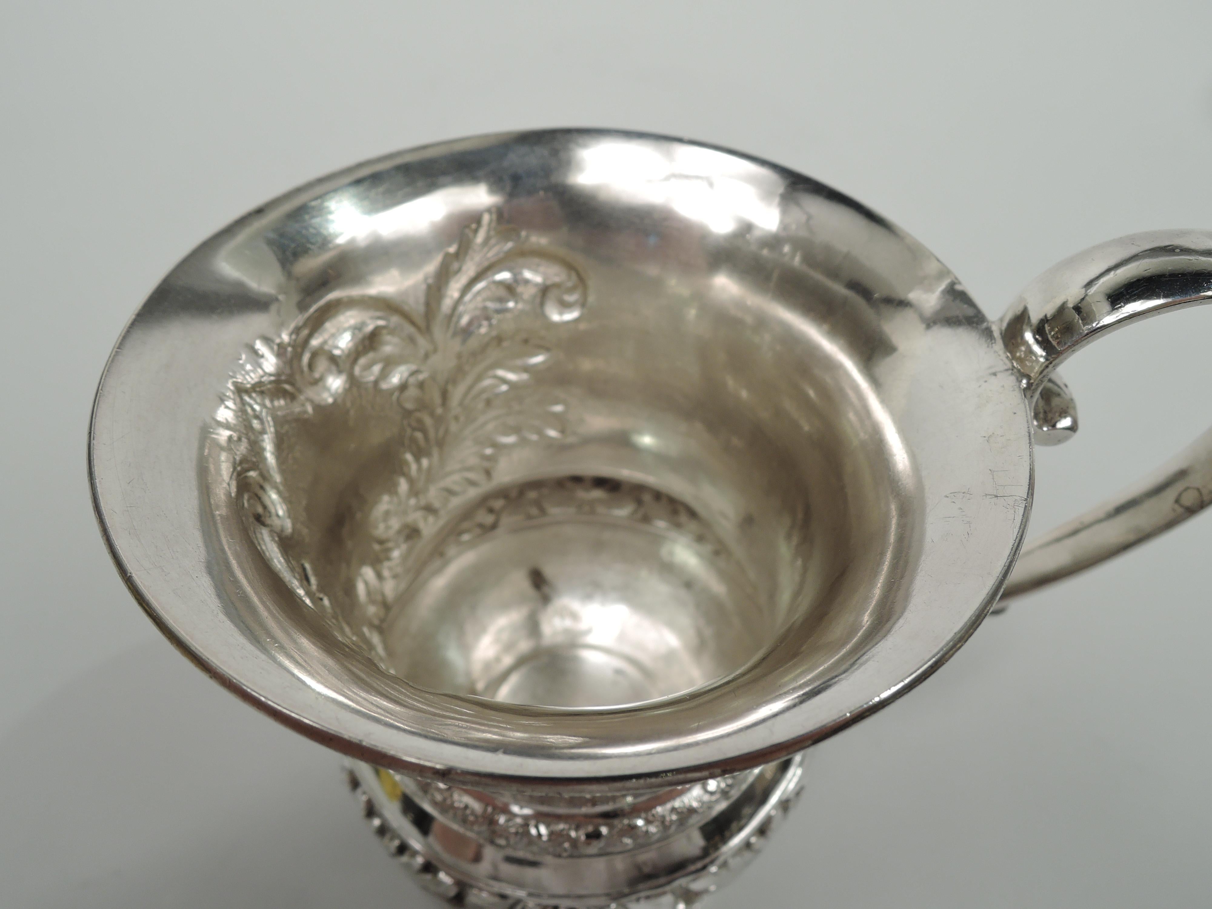 American Classical Antique New York Classical Coin Silver Baby Cup by Eoff & Connor For Sale