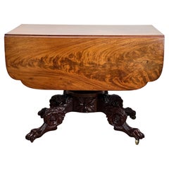 Antigua mesa de caoba con patas del periodo federal de Nueva York c. 1830
