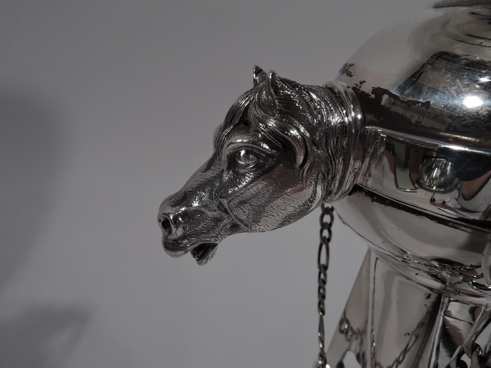 Aesthetic Movement Antique New York Sterling Silver Tall and Stylish Horse Compote