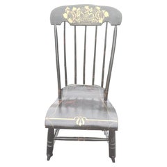 Antique New-York Style Ebonized Hand-Painted Rocker, Circa 1920s
