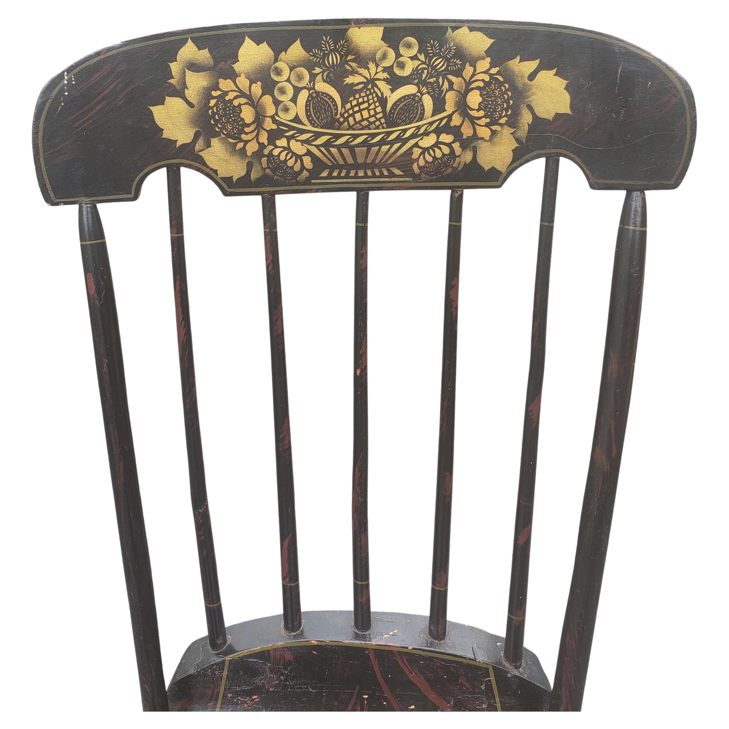 Édouardien Rocker ancien de style new-yorkais en bois d'ébène peint à la main, vers 1920 en vente
