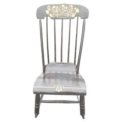 Antique New-York Style Ebonized Hand-Painted Rocker, Circa 1920s