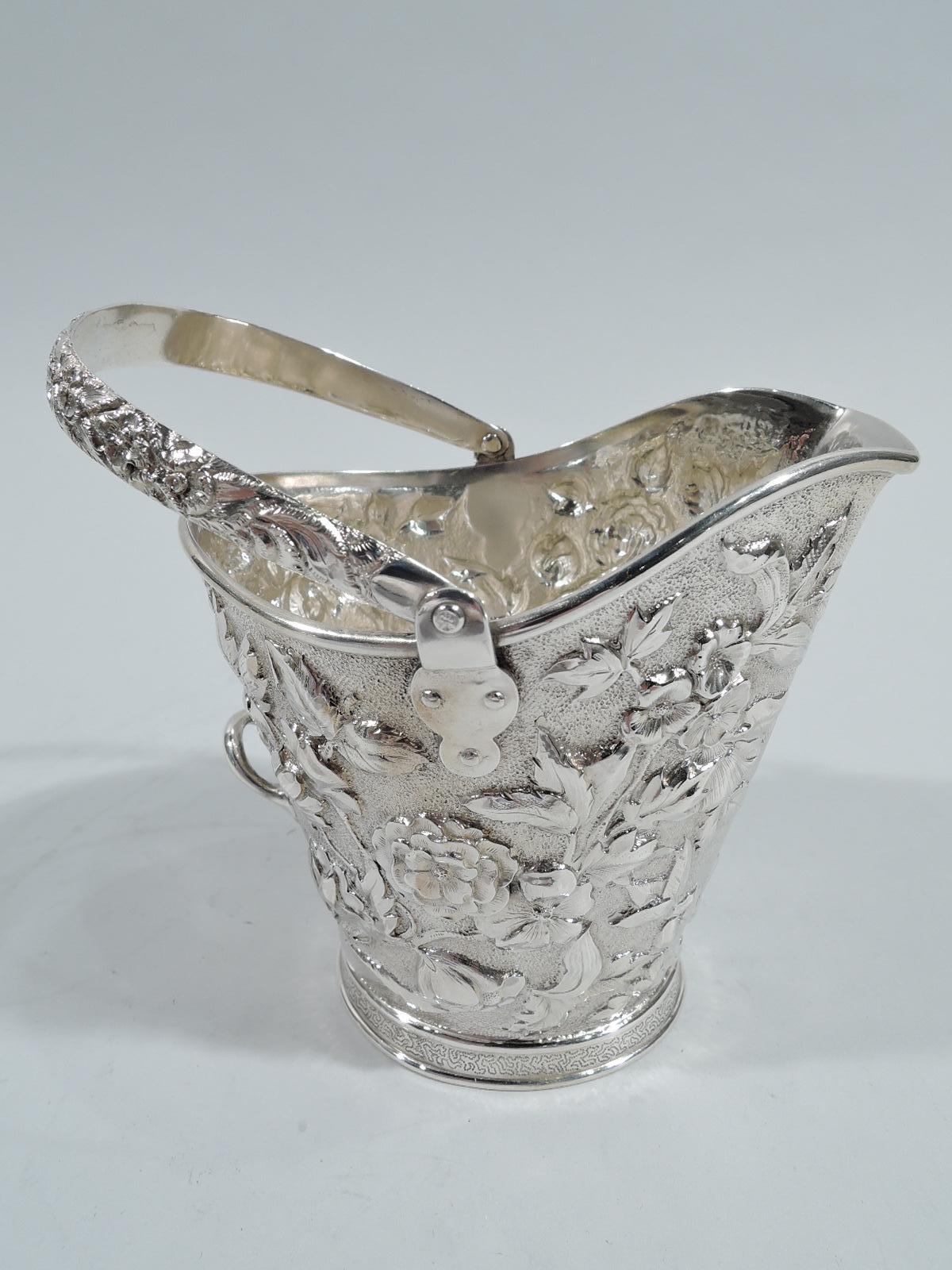 Late 19th Century Antique New York Victorian Repousse Sterling Silver Cream Pail