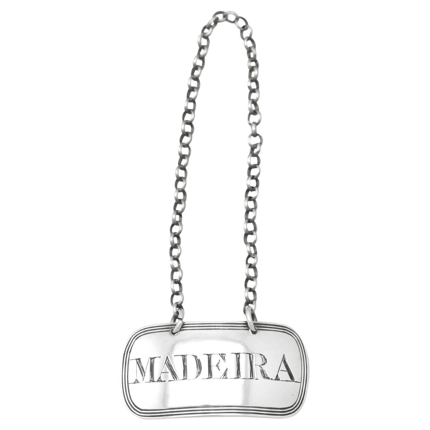Antiquariato Newcastle Sterling Silver Madeira Decanter Label / Biglietto per bottiglia
