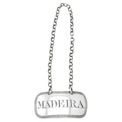 Antique Newcastle Sterling Silver Madeira Decanter Label / Bottle Ticket