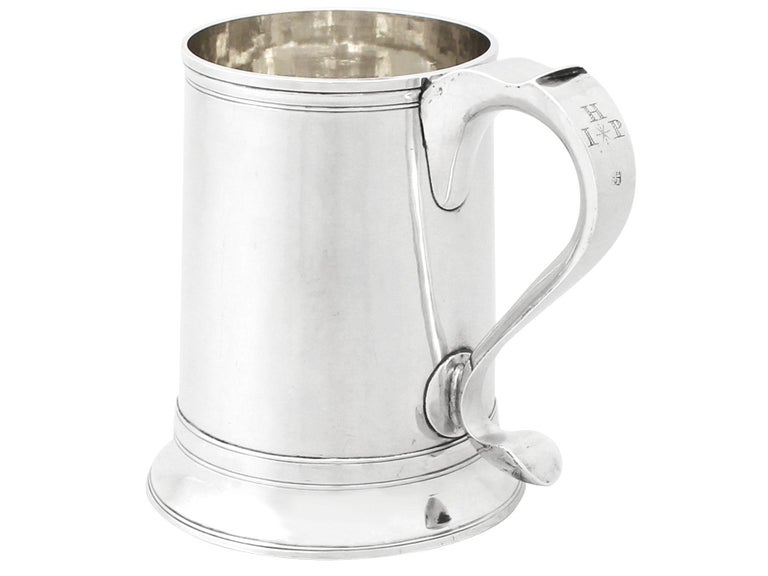 English Antique Newcastle Sterling Silver Pint Mug For Sale