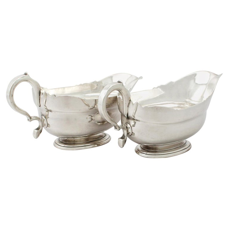 Antique Newcastle Sterling Silver Sauceboats / Gravy Boats For Sale at