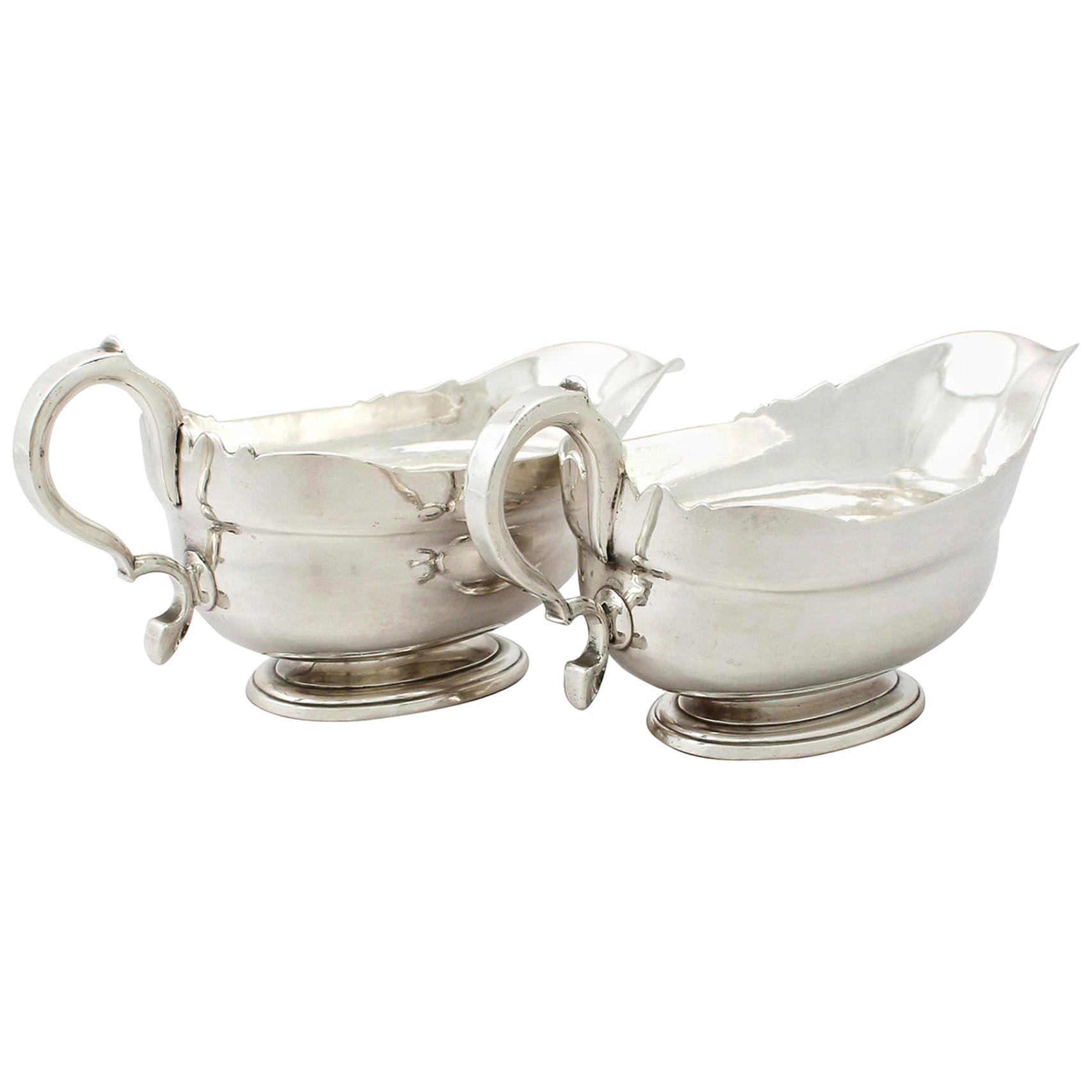 Antique Newcastle Sterling Silver Sauceboats / Gravy Boats For Sale at