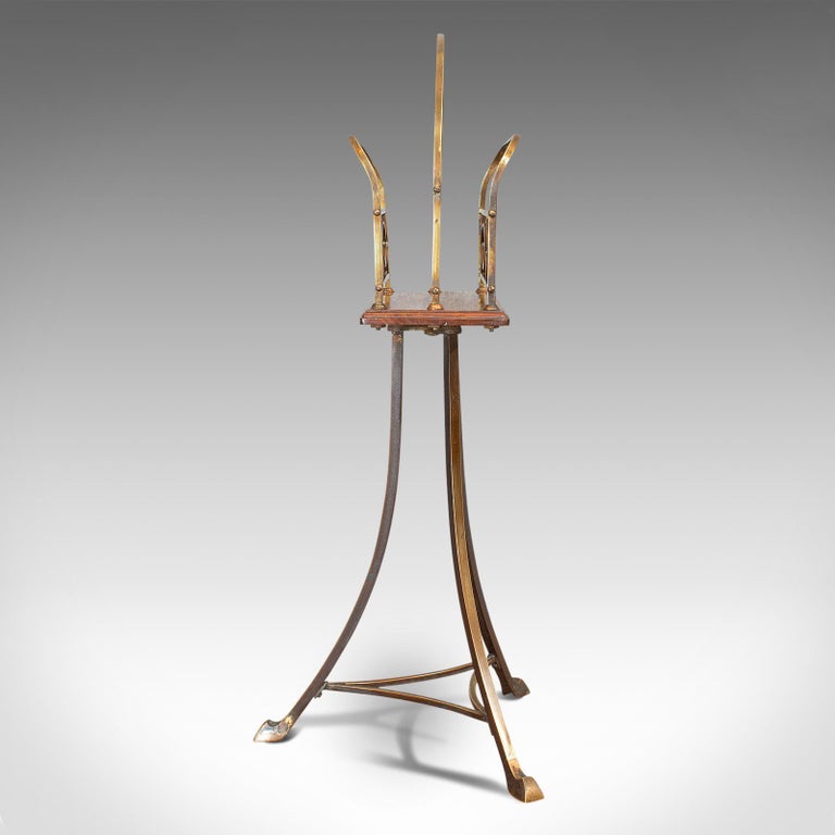 Antique Newspaper Stand, French, Walnut, Brass, Magazine, Music Rack