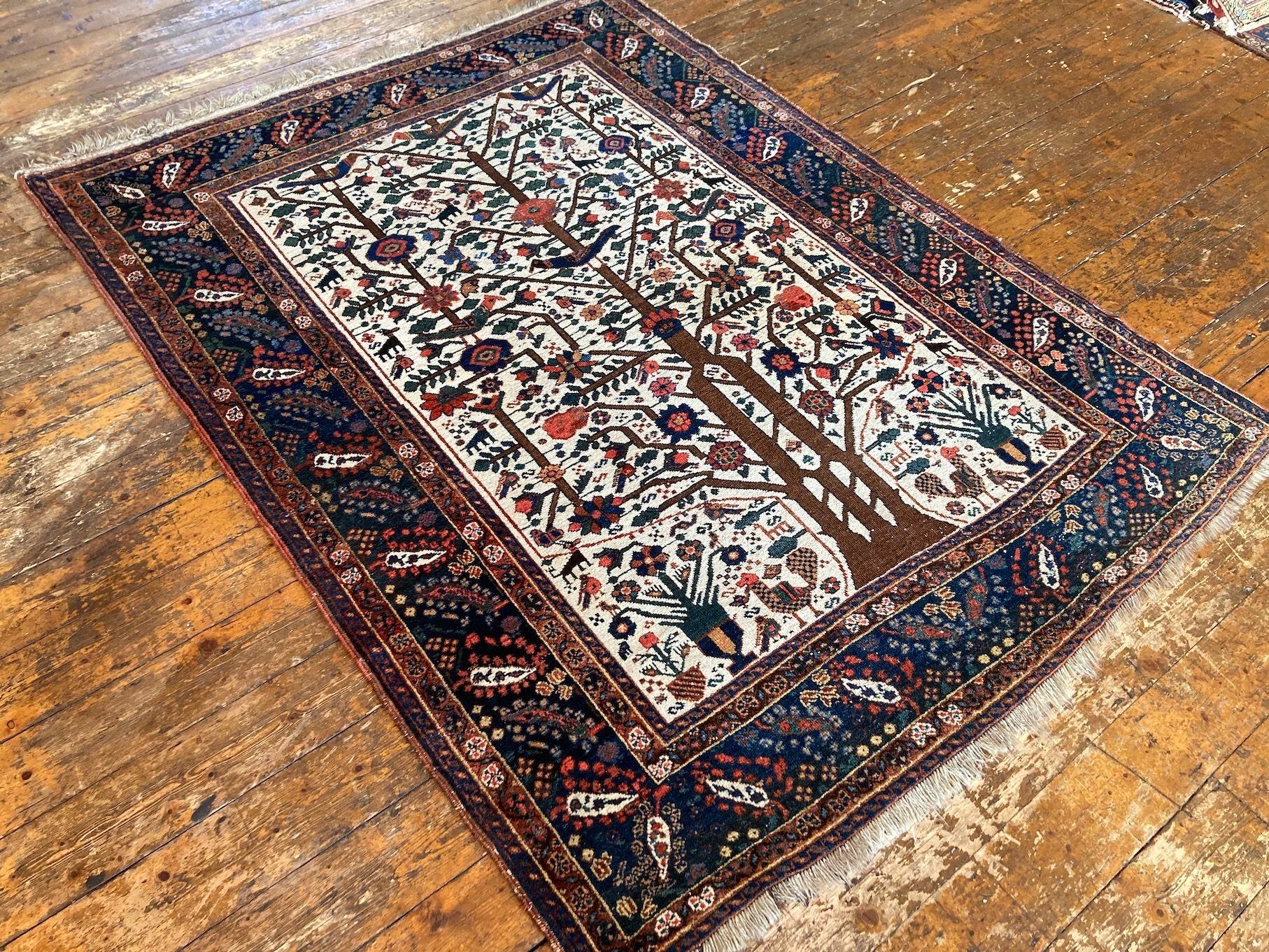 Early 20th Century Antique Neyriz Rug 2.02m X 1.54m For Sale
