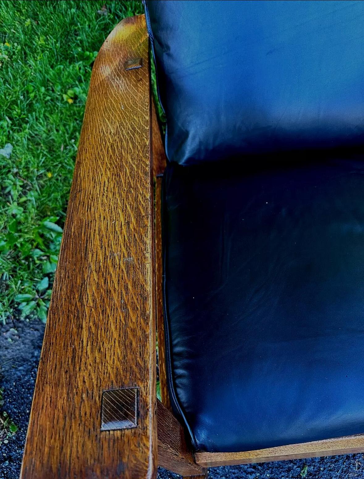 Belle chaise à bascule Stickley Morris de L&JG du début des années 1900 en vente 7