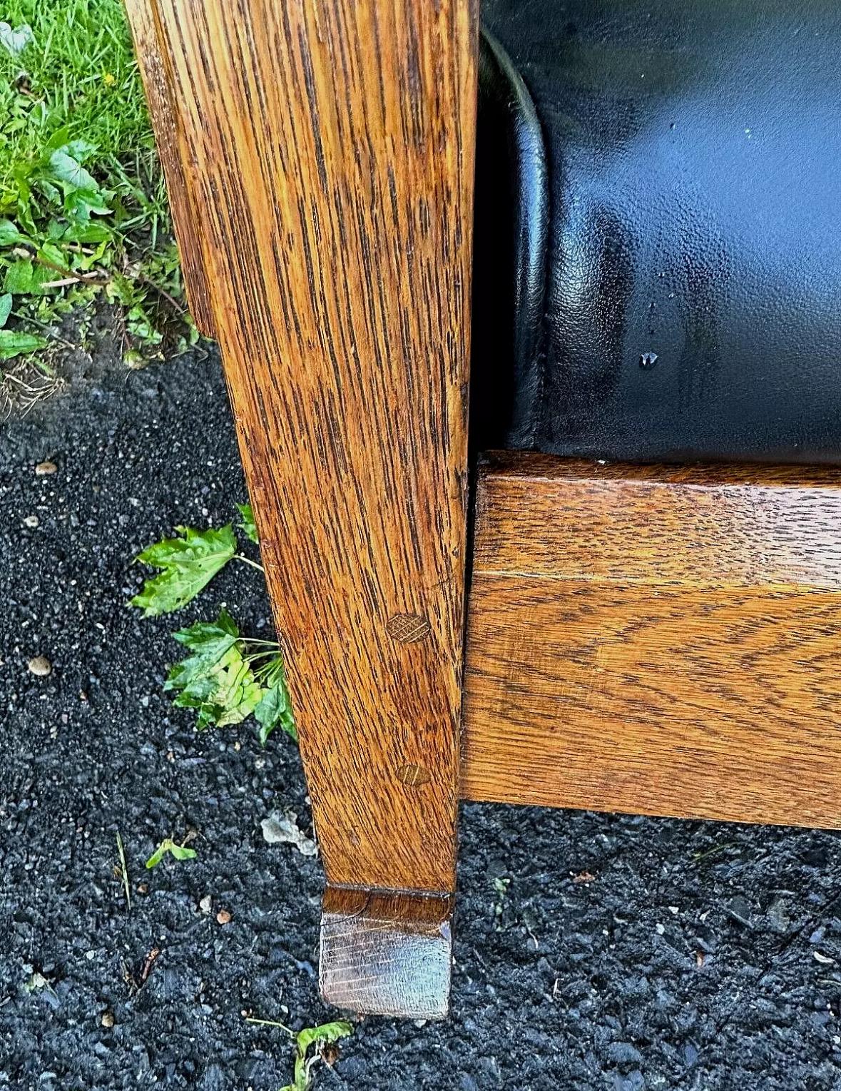 Belle chaise à bascule Stickley Morris de L&JG du début des années 1900 en vente 3