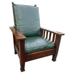 ANTIQUE nice ROYCROFT Morris Chair, Stickley era - W8079