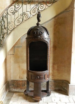 Antique Niche Statue Display Tower French Chateau Chapel Walnut, 18th Century