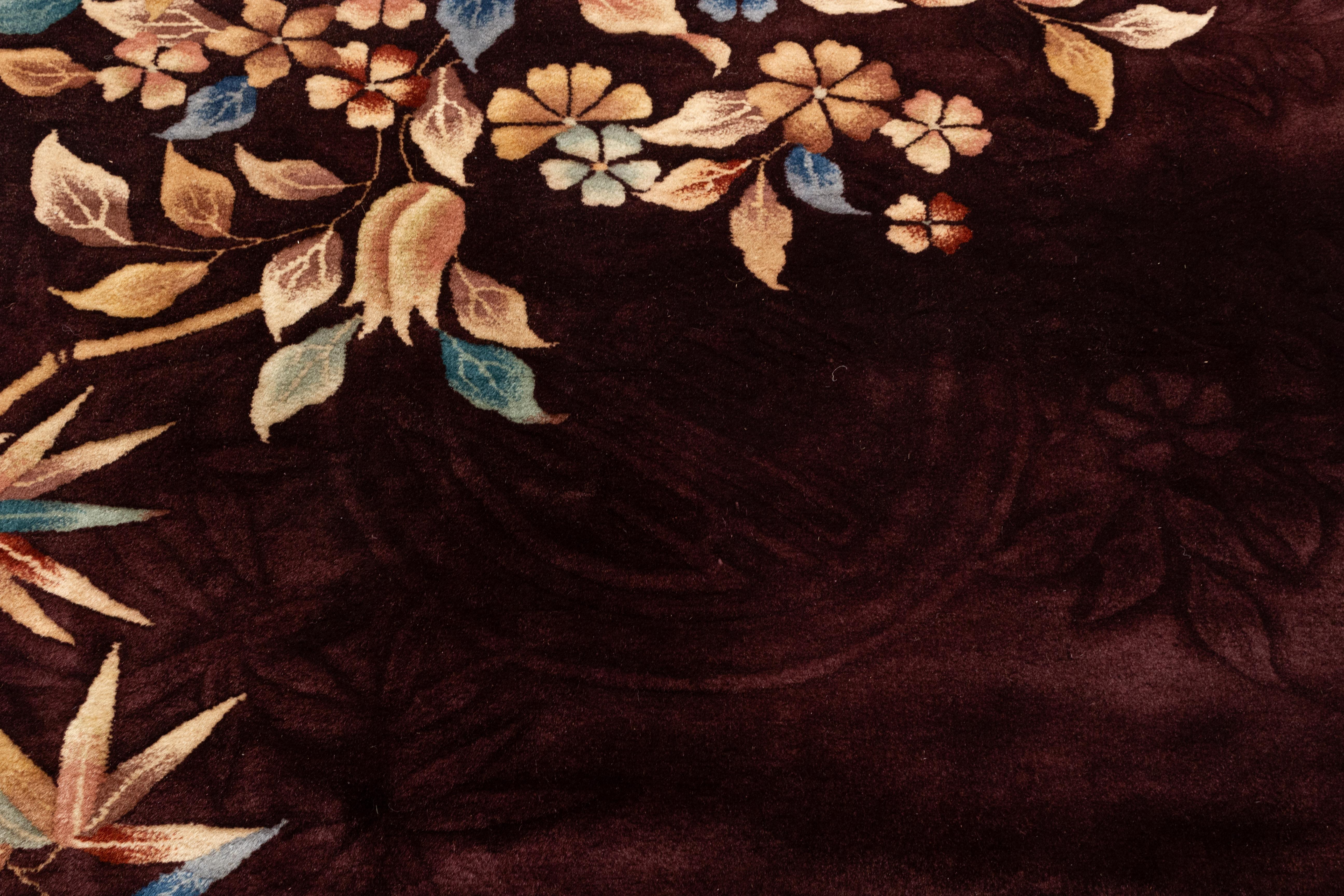 Mid-20th Century Antique Nichols & Co. Dark Aubergine Art Deco Carpet For Sale