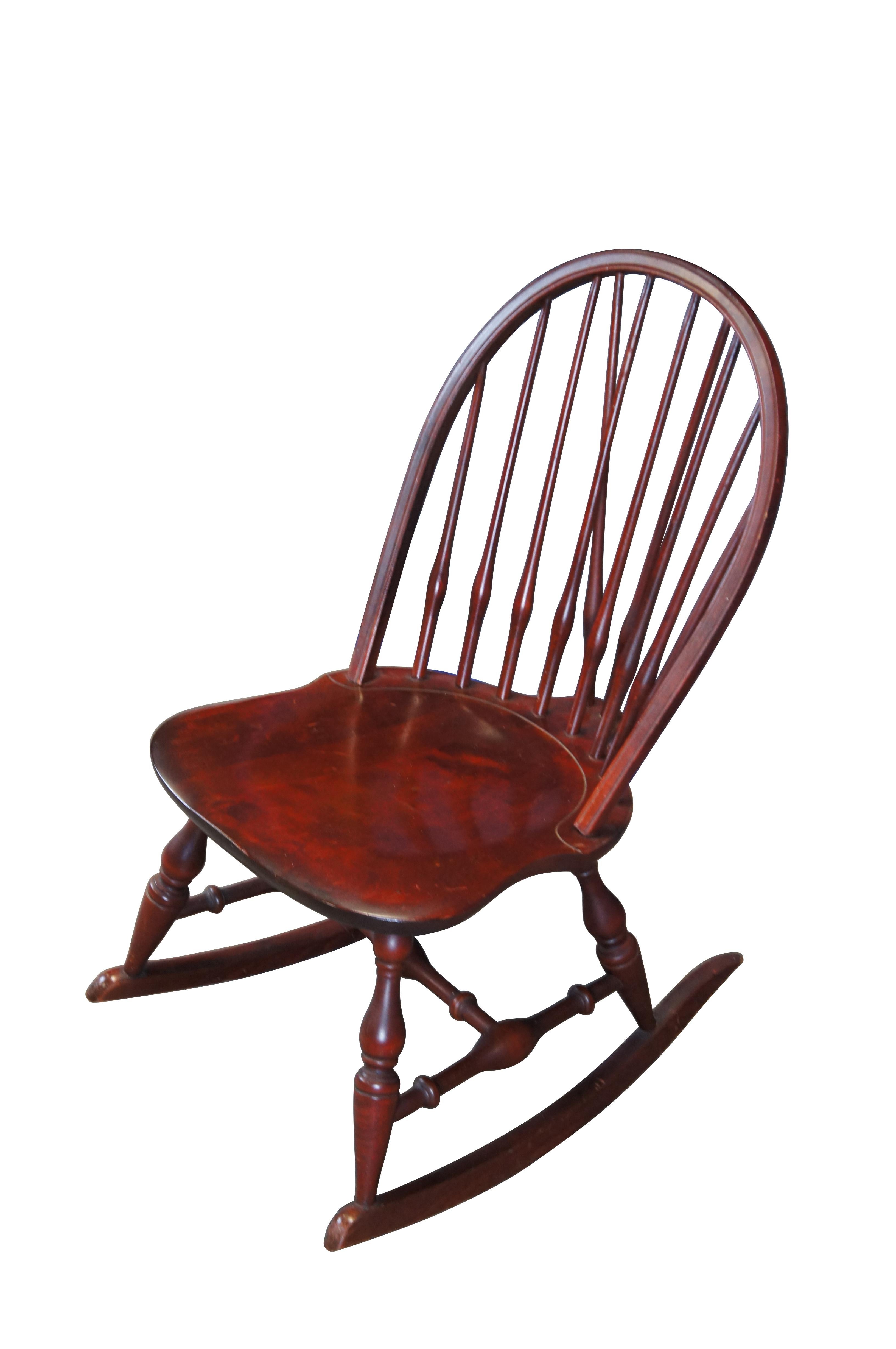 British Colonial Antique Nichols & Stone Cherry Windsor Slat Back Rocking Chair Rocker 32