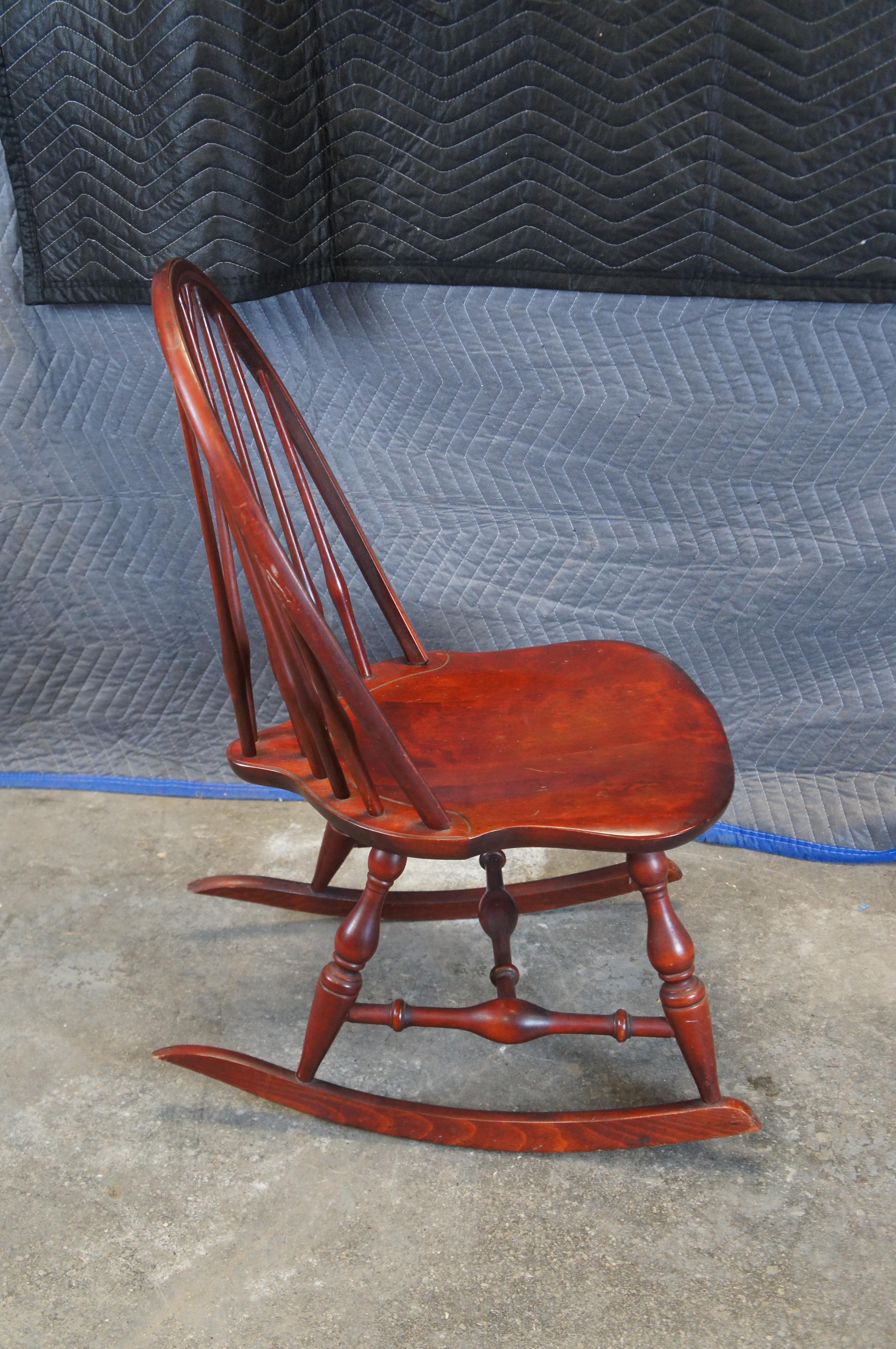 20th Century Antique Nichols & Stone Cherry Windsor Slat Back Rocking Chair Rocker 32
