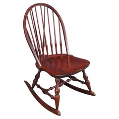 Antique Nichols & Stone Cherry Windsor Slat Back Rocking Chair Rocker 32"