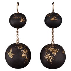 Boucles d'oreilles de conversion en or 14k avec perles niellées Antiquities