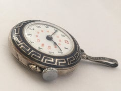 Antique Niello Silver Mechanical Pendant Watch
