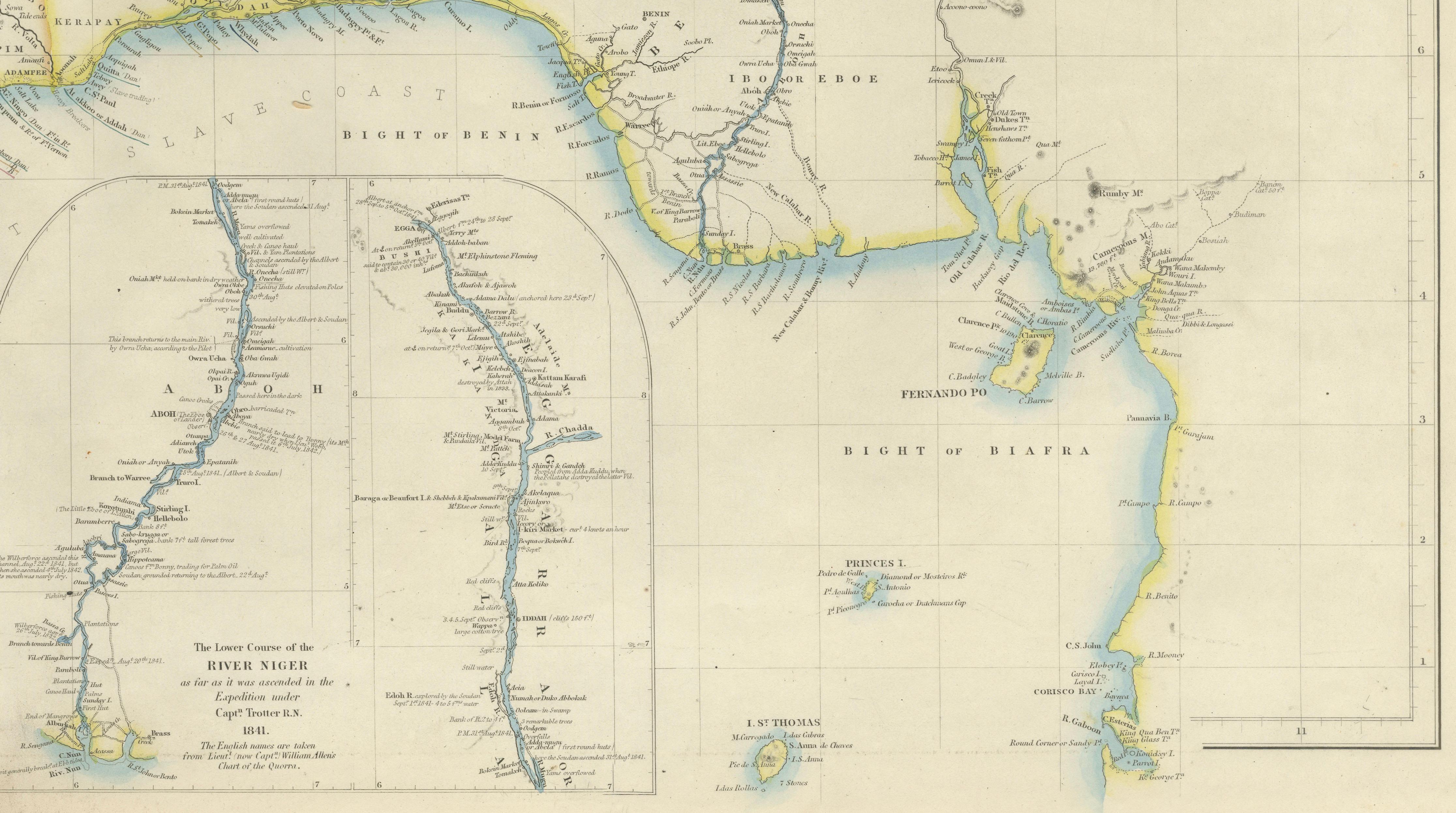 Antique Niger River Map, Arrowsmith, British Expedition under Trotter, 1855