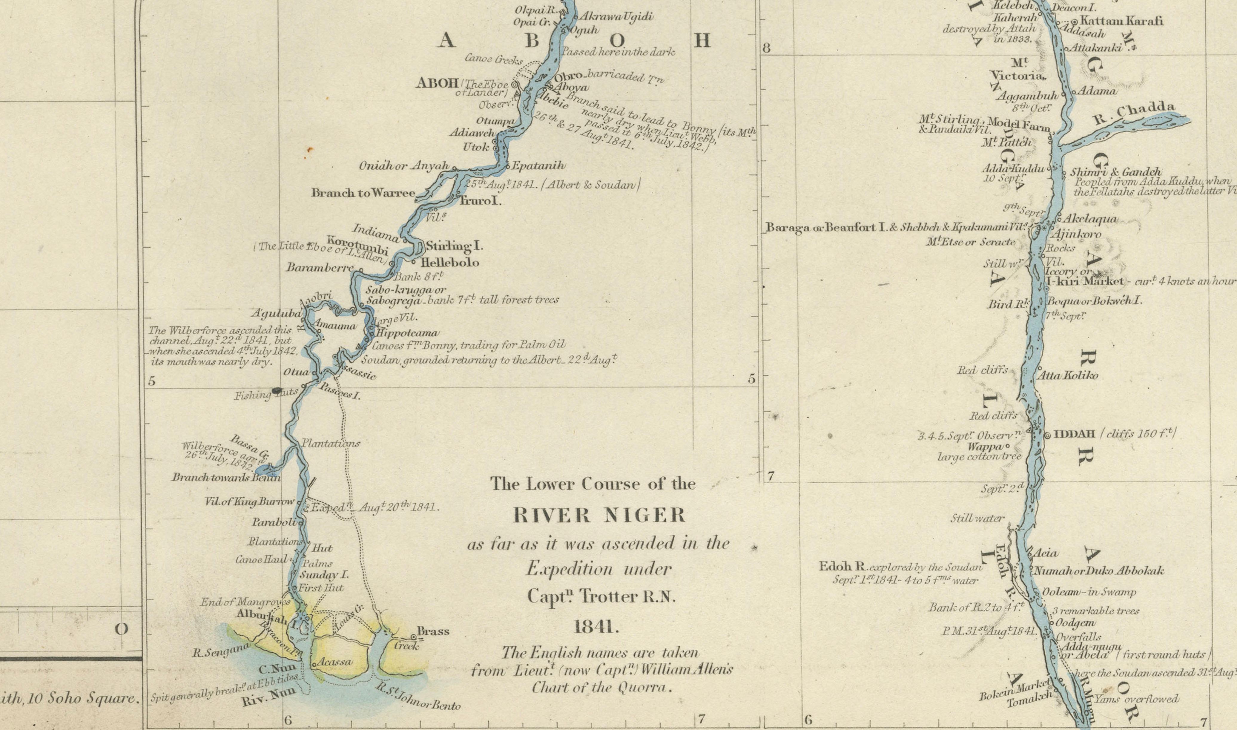 Antique Niger River Map, Arrowsmith, British Expedition under Trotter, 1855