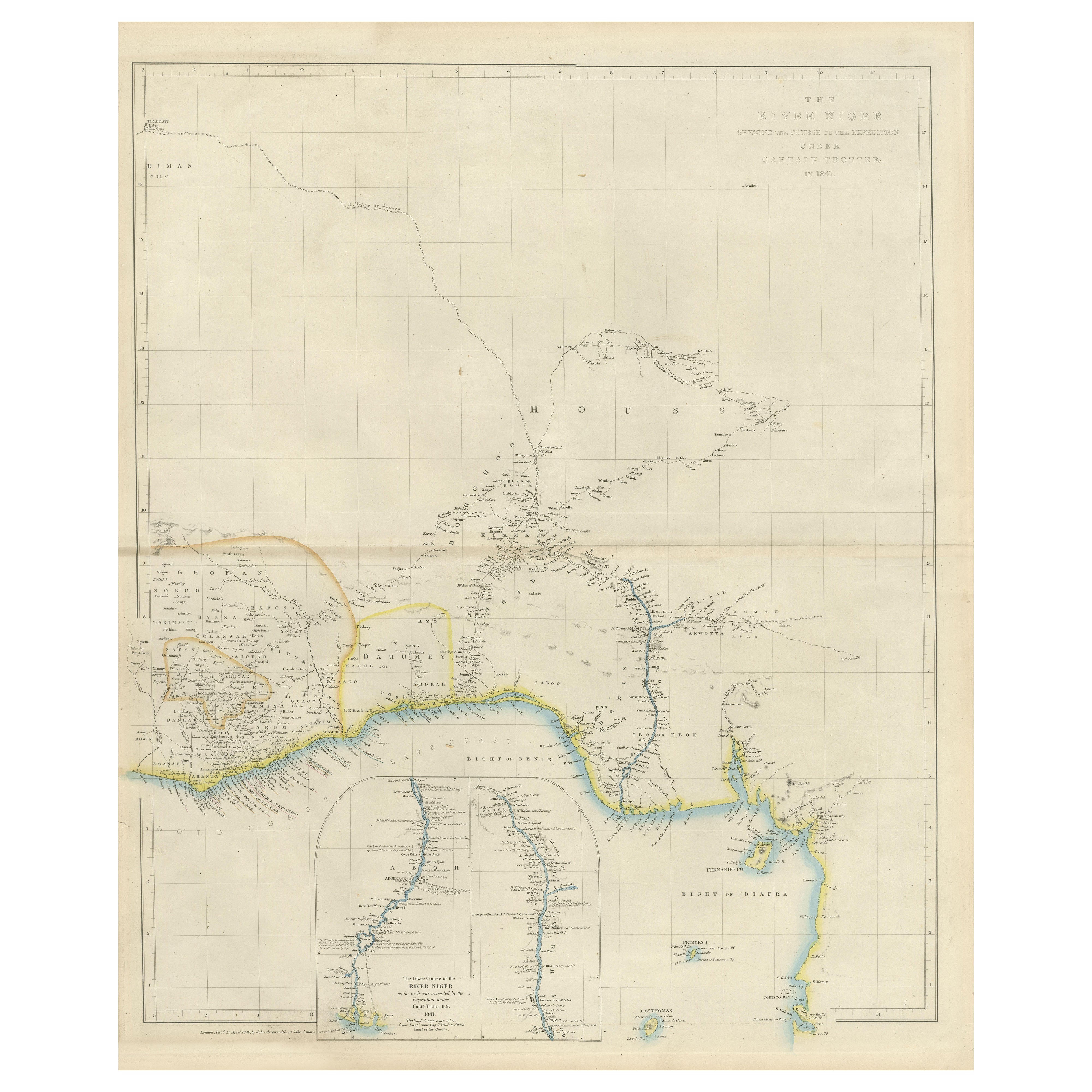 Antike Niger-Flusskarte, Pfeilschmied, Britische Expedition unter Trotter, 1855 im Angebot