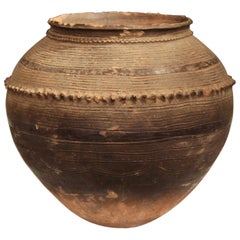 Antique Nigerian African Terracotta Pottery Storage Jar Incised Geometric Vase