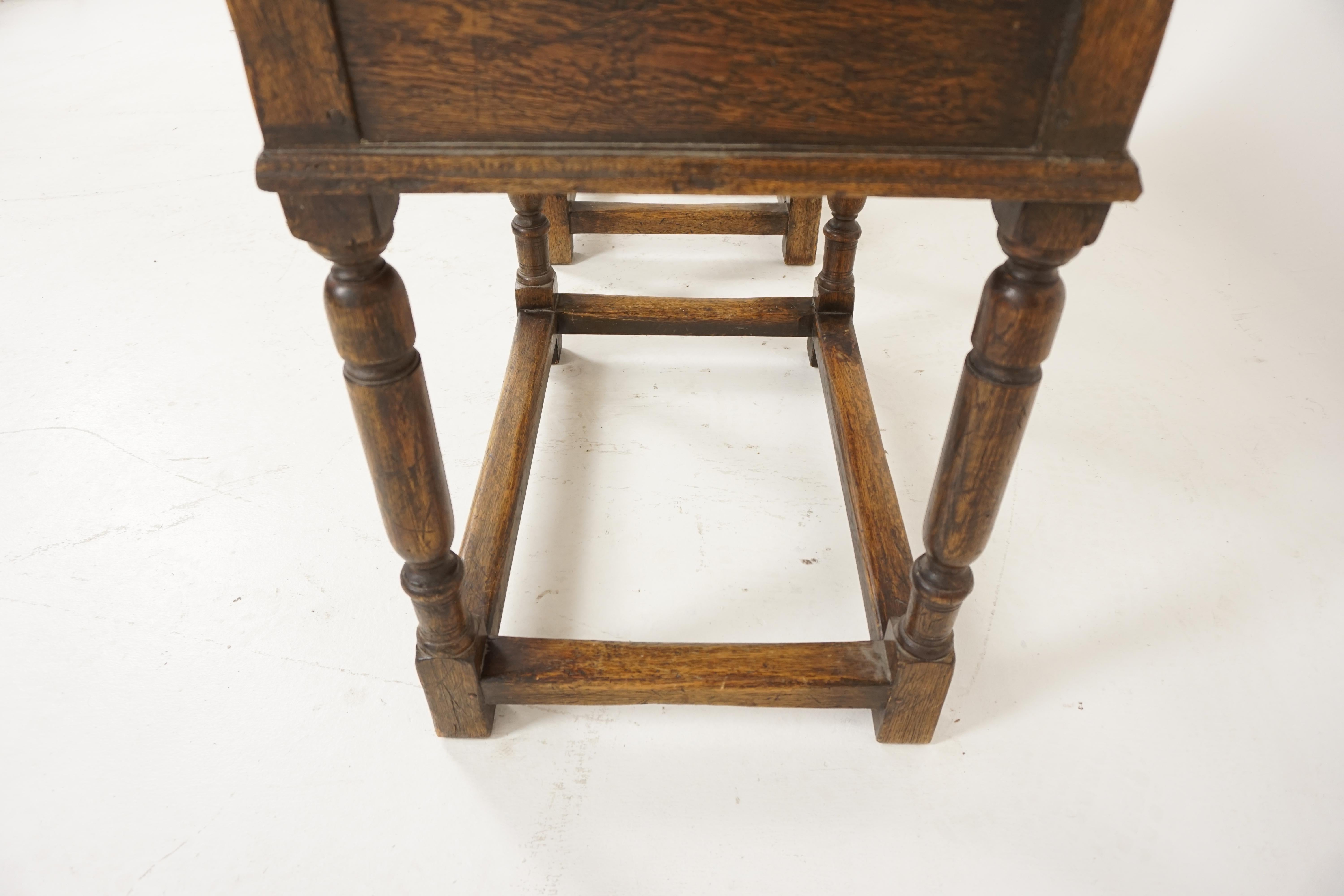 Antique Nightstands, Pair of Tudor Style Carved Oak, Scotland, 1930 4