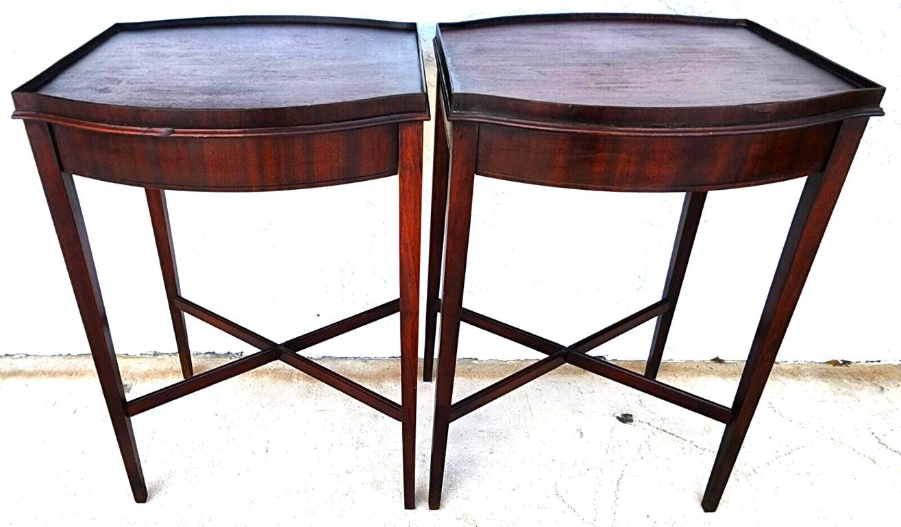 For FULL item description click on CONTINUE READING at the bottom of this page.

Offering One Of Our Recent Palm Beach Estate Fine Furniture Acquisitions Of A 
Set of 2 Antique Nightstands Side Tables Mahogany

Approximate Measurements in
