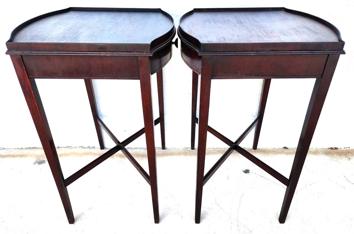 20th Century Antique Nightstands Side Tables Mahogany Set of 2