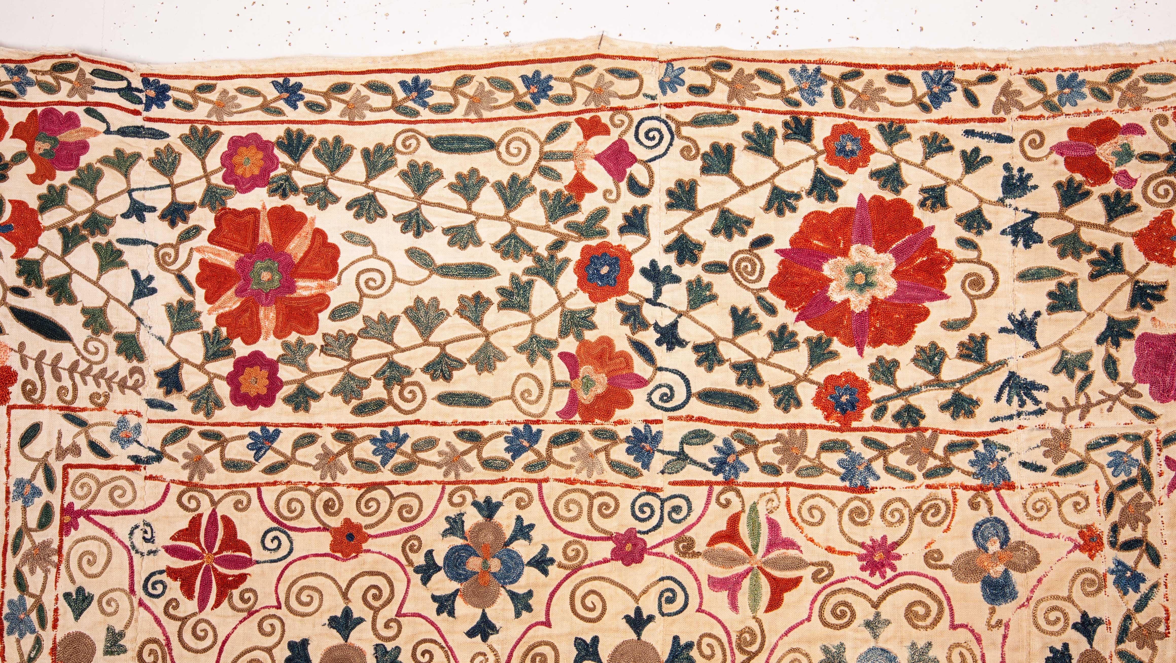 Cotton Antique Nim Suzani from Bukhara Uzbekistan, 19th Century
